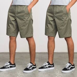 RVCA Mens Olive Green Twill Skate Shorts 34